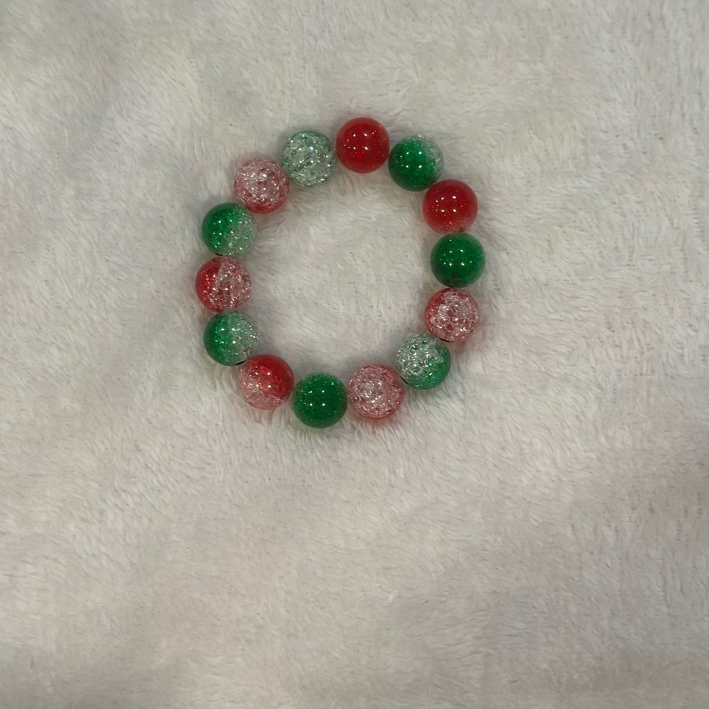 Red and Green Beaded Bracelet